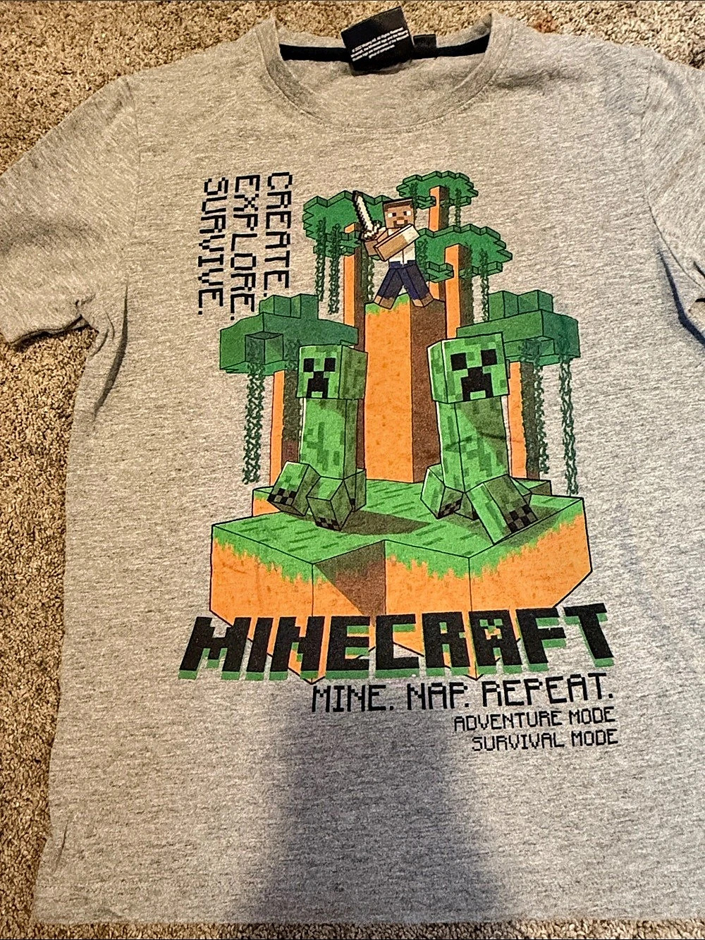 Minecraft Graphic Short Sleeve Tee in Gray